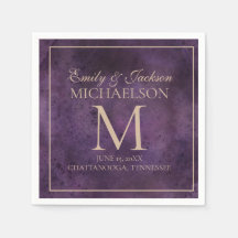 紫素朴エレガント金ゴールドモノグラ結婚ム