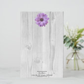 紫素朴デイジーパーソナライズされた具 便箋 (スタンド正面)