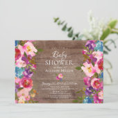 紫素朴ピンクフローラベビーシャワー招待状 招待状 (スタンド正面)