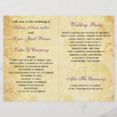 紫素朴フローラ折り曲げ，秋の結婚式プログラム (裏面)