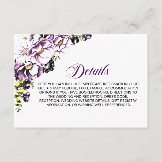 紫素朴フローラ結婚詳細 エンクロージャーカード (正面)