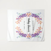 紫素朴フローラ赤ちゃんシャワー背景 タペストリー (正面(横))