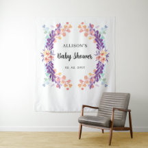 紫素朴フローラ赤ちゃんシャワー背景