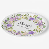 紫素朴フローラ70誕生日 ペーパープレート (アングル)