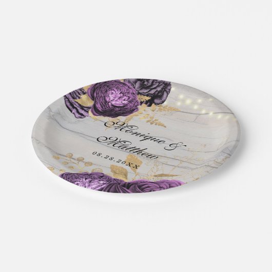 紫素朴牡丹の木の列のライト紙Pl ペーパープレート (アングル)