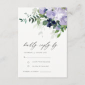 紫素朴紫フローラリーフィウェディングRSVP エンクロージャーカード (正面)