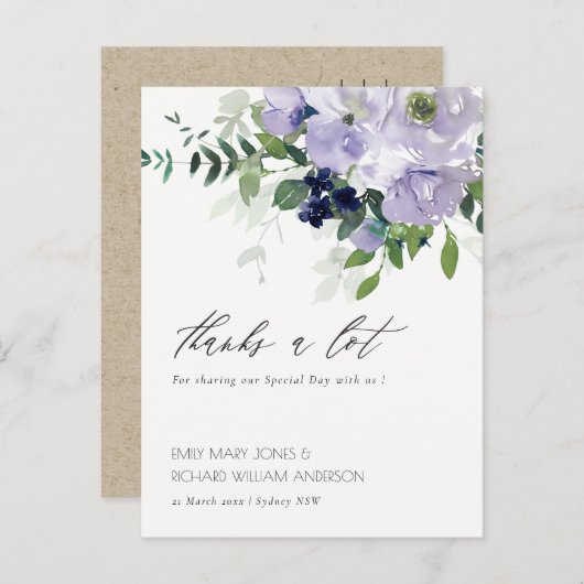 紫素朴紫フローラ結婚リーズ感謝していス ポストカード (正面/裏面)