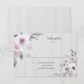 紫素朴紫ラベンダーバラRSVP 出欠カード (正面/裏面)