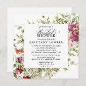 紫素朴花白デイジーブライダルシャワーInv 招待状 (正面/裏面)