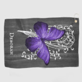 紫素朴蝶ゴパーソナライズされたフタオル ゴルフタオル (横)