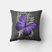 紫素朴蝶パーソナライズされた装飾用クッション クッション (裏面)