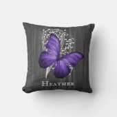 紫素朴蝶パーソナライズされた装飾用クッション クッション (正面)