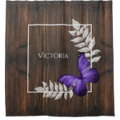 紫素朴蝶パーソナライズされた シャワーカーテン (正面)