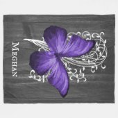 紫素朴蝶パーソナライズされた フリースブランケット (正面(横))