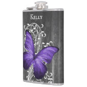 紫素朴蝶フラパーソナライズされたスコ フラスク (左)