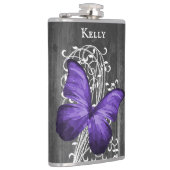 紫素朴蝶フラパーソナライズされたスコ フラスク (右)