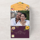 紫素朴黄フローラ結婚ズ オールインワン招待状 (外側)