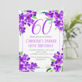 紫素朴60誕生日紫フローラ 招待状 (スタンド正面)