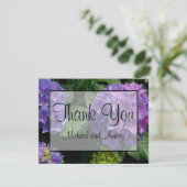 紫紫エレガント紫マゼンタピンク花模様アジサイ サンキューカード (スタンド正面)