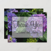 紫紫エレガント紫マゼンタピンク花模様アジサイ サンキューカード (正面/裏面)