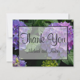 紫紫エレガント紫マゼンタピンク花模様アジサイ サンキューカード