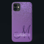 紫紫グリッター勾配モノグラム iPhone 11 ケース<br><div class="desc">このエレガントとガーリーデザインは上品で女性に最適スタイリッシュだ。紫色の背景フェイクの上に印刷された紫の紫の紫の紫のグリッターの斜めグラデーションのグラデーションを備えている。現在のユニークグリッターのグラデーションの傾向を取り入れ人気があるる。華やかで華かわいらしやかなモダンデザインだシンプル。このカスタマイズデザインは個人のモノグラム名とイニシャルと共に作成さコンテンポラリーれはっきりしたたフォントと手でスクリプトされたフォント。***重要なデザイン注：一致する製品要求、色変更、配置変更、その他の変更要求などのカスタムデザイン要求についてクリックは、「MESSAGE」ボタンをクリックするか、設計者に直接lafemme.art@gmail.com宛てに電子メールを送信してください。あなたは彼女に完全なデザインと新しい要求をカスタム電子メールで送ることができる。</div>