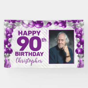 紫紫バイオレットバルーンフォト90誕生日 横断幕