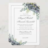 紫紫紫紫紫紫紫紫陽花ユーカリ結婚式招待状 招待状 (正面/裏面)