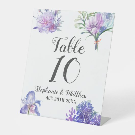 紫紫紫紫紫紫陽花結婚のテーブル番号 台座サイン (正面)