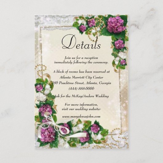紫紫紫紫紫陽花とレース結婚詳細 エンクロージャーカード (正面)