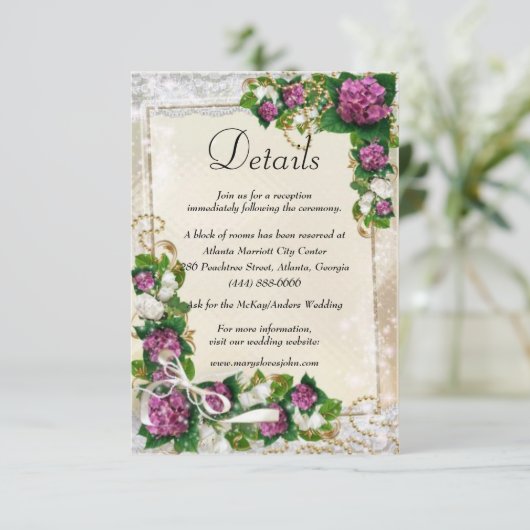 紫紫紫紫紫陽花とレース結婚詳細 エンクロージャーカード (スタンド正面)