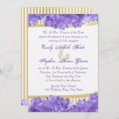 紫紫紫紫紫陽花と金ゴールドストライプ 招待状 (正面/裏面)