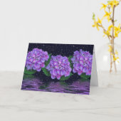 紫紫紫紫紫陽花と雨考える滴の カード (黄色い花)