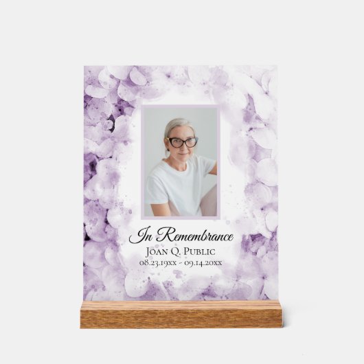 紫紫紫紫紫陽花の水彩お祝いの生活 アクリルサイン (正面)