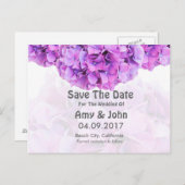紫紫紫紫紫陽花の結婚式は日付あじさい4 案内ポストカード (正面/裏面)