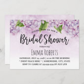 紫紫紫紫紫陽花ウォーターカラーフローラブライダルシャワー 招待状 (正面/裏面)