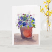 紫紫紫紫紫陽花ウォーターカラーフローラ カード (黄色い花)