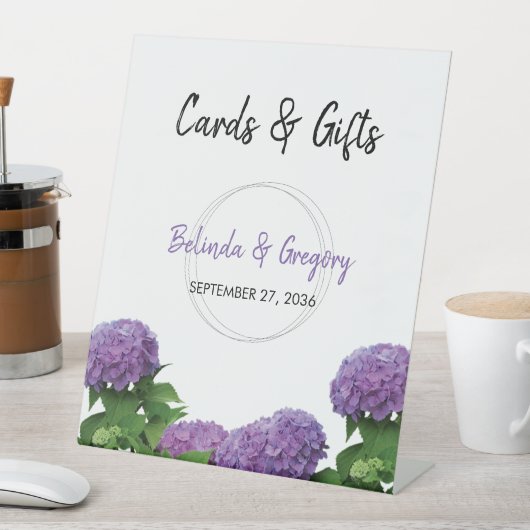 紫紫紫紫紫陽花エレガントウェディングカード&ギフト 台座サイン (インサイチュ)