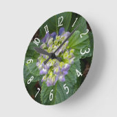 紫紫紫紫紫陽花グリーンイエロー ラウンド壁時計 (傾斜)