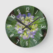 紫紫紫紫紫陽花グリーンイエロー ラウンド壁時計 (正面)