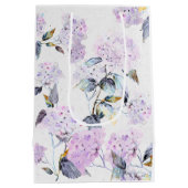 紫紫紫紫紫陽花ティッシュペーパーイン水彩画 ミディアムペーパーバッグ (裏面)