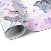 紫紫紫紫紫陽花ティッシュペーパーイン水彩画 ラッピングペーパー (ロールコーナー)