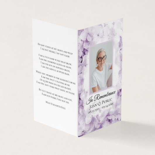 紫紫紫紫紫陽花水彩葬儀祈りの言葉 名刺 (外部)