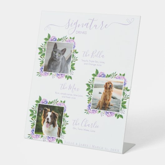 紫紫紫紫紫陽花3写真ペットのシグネチャードリンク 台座サイン (正面)