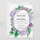 紫紫紫紫陽花の幾何学模様結婚の 招待状 (正面)