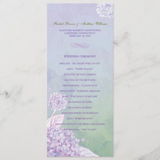 紫紫紫紫陽花ロング垂直結婚式 プログラム (正面)