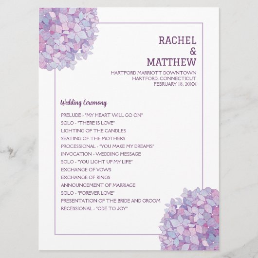 紫紫紫紫陽花結婚の定番 プログラム (正面)