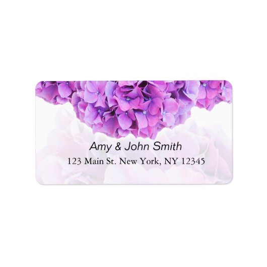 紫紫紫紫陽花結婚住所 シール紫陽花4 ラベル (正面)