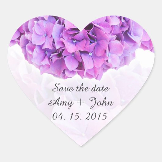紫紫紫陽花結婚式用シールあじさい4 ハートシール (正面)