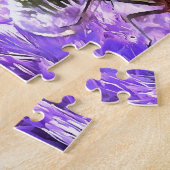 紫紫色の花の赤いトンボ ジグソーパズル (側面)